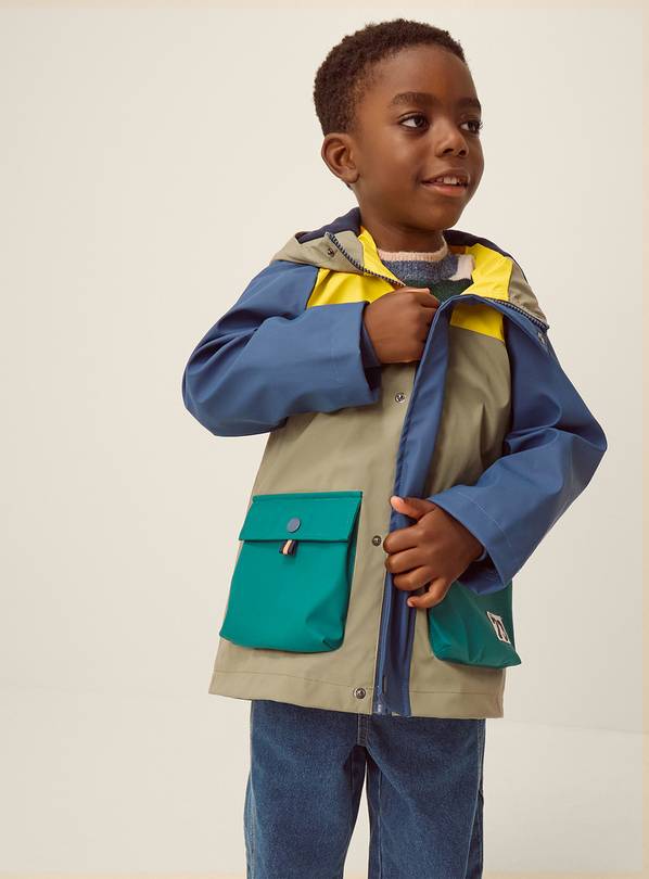 MONSOON Water Resistant Colourblock Rain Jacket 2-3 years